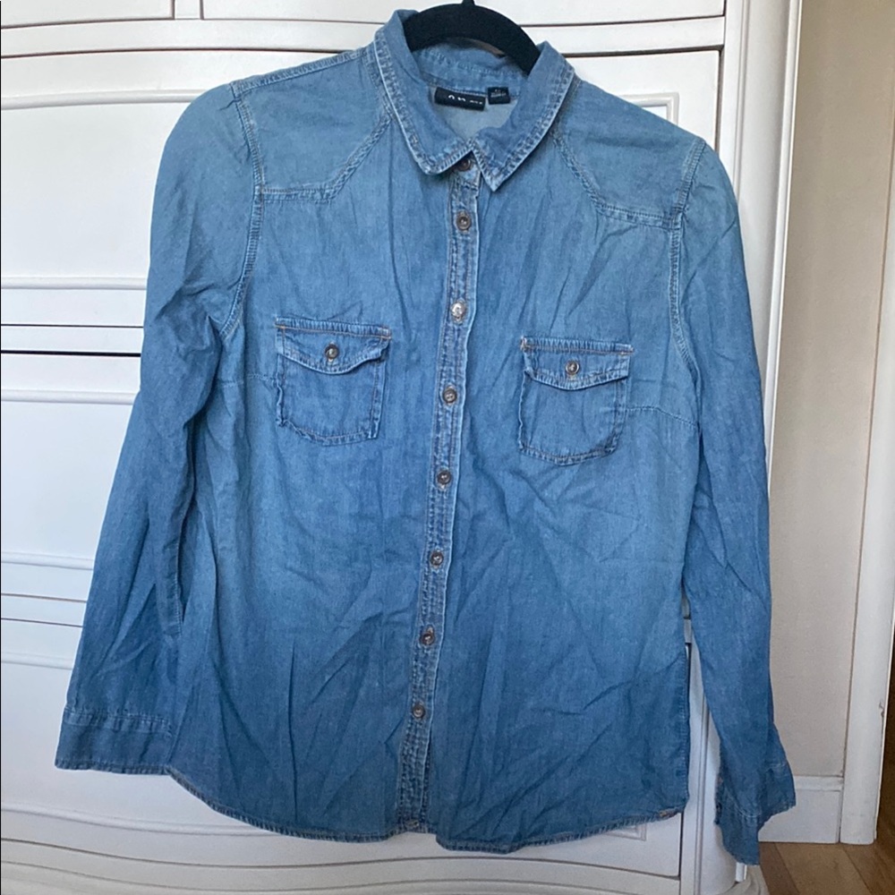 A.N.A. denim button down long sleeve